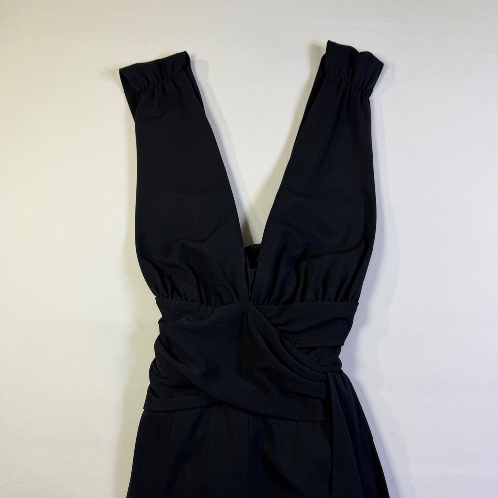 White House Black Market Black Plunge V-Neck Open Back Maxi Gown Dress 10 Sexy - Picture 4 of 14